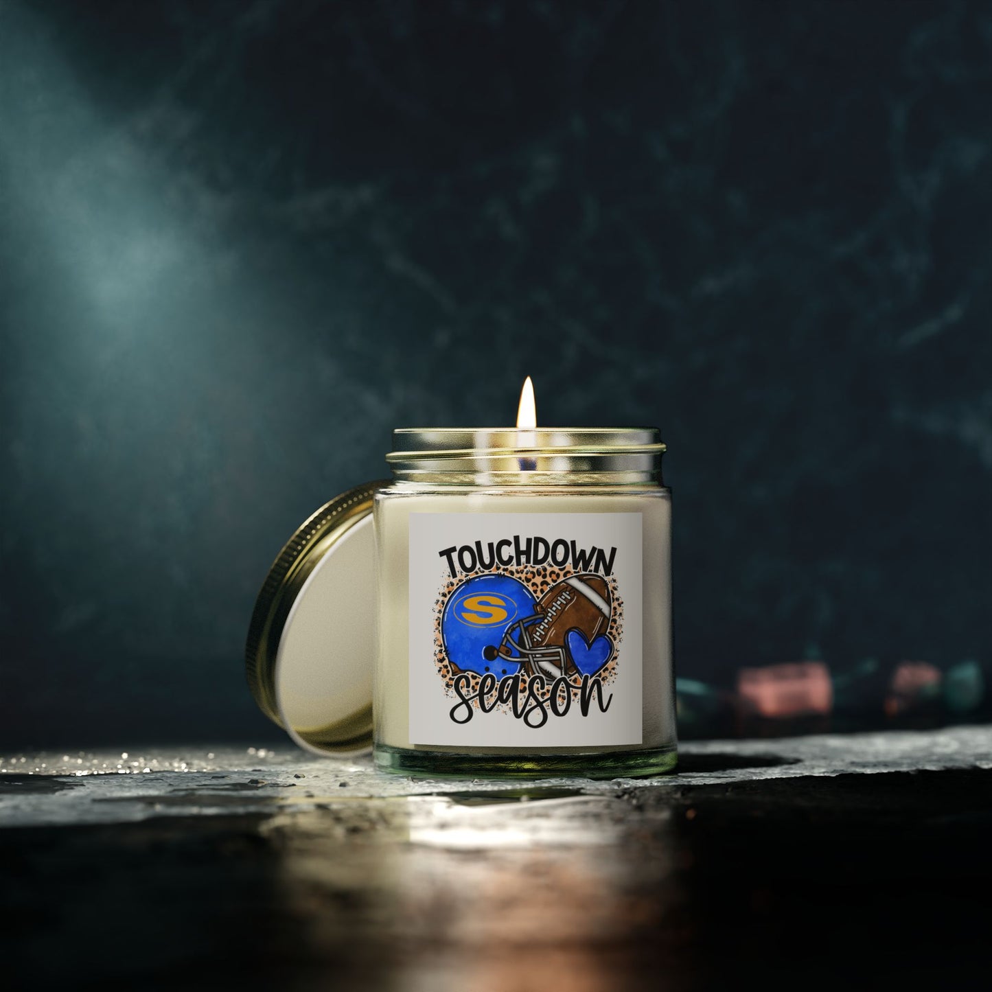 Touchdown Season Football Scented Coconut Apricot Candles (4oz, 9oz)