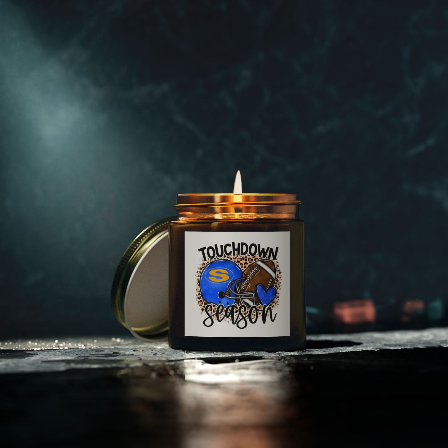 Touchdown Season Football Scented Coconut Apricot Candles (4oz, 9oz)