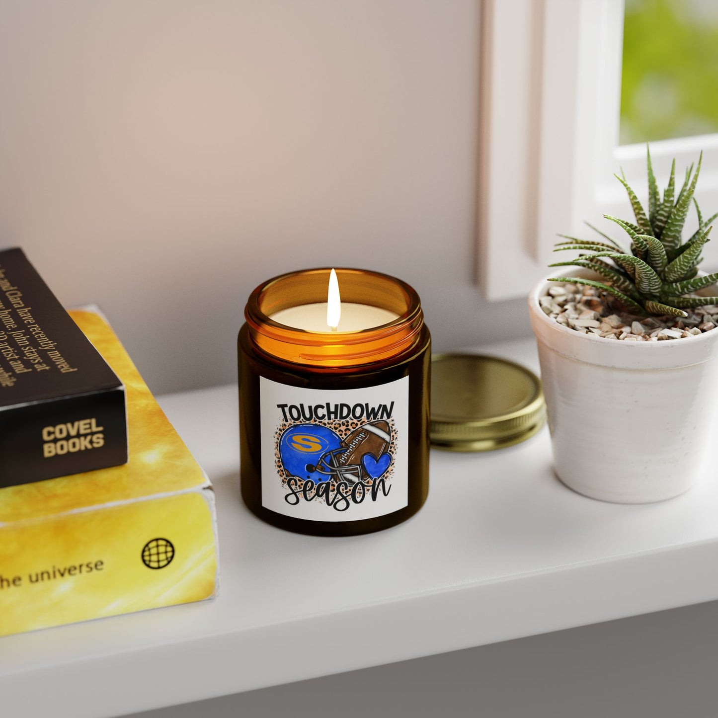 Touchdown Season Football Scented Coconut Apricot Candles (4oz, 9oz)