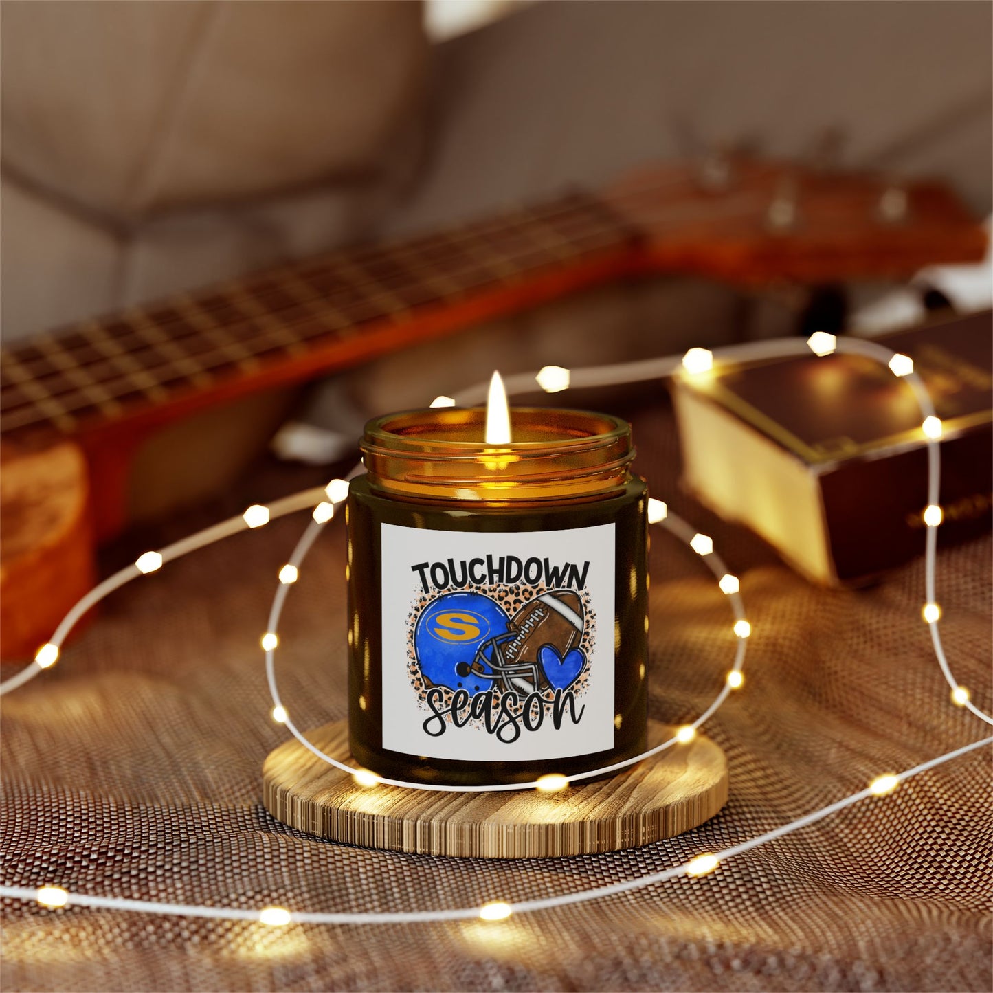 Touchdown Season Football Scented Coconut Apricot Candles (4oz, 9oz)