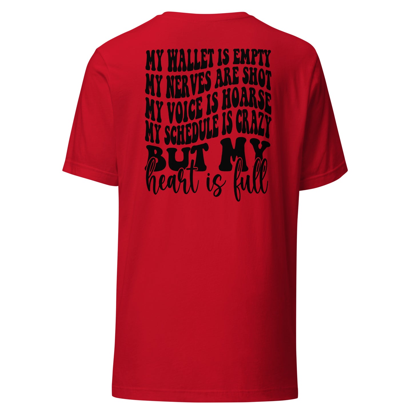 cheer mom full heart Short-sleeve unisex t-shirt