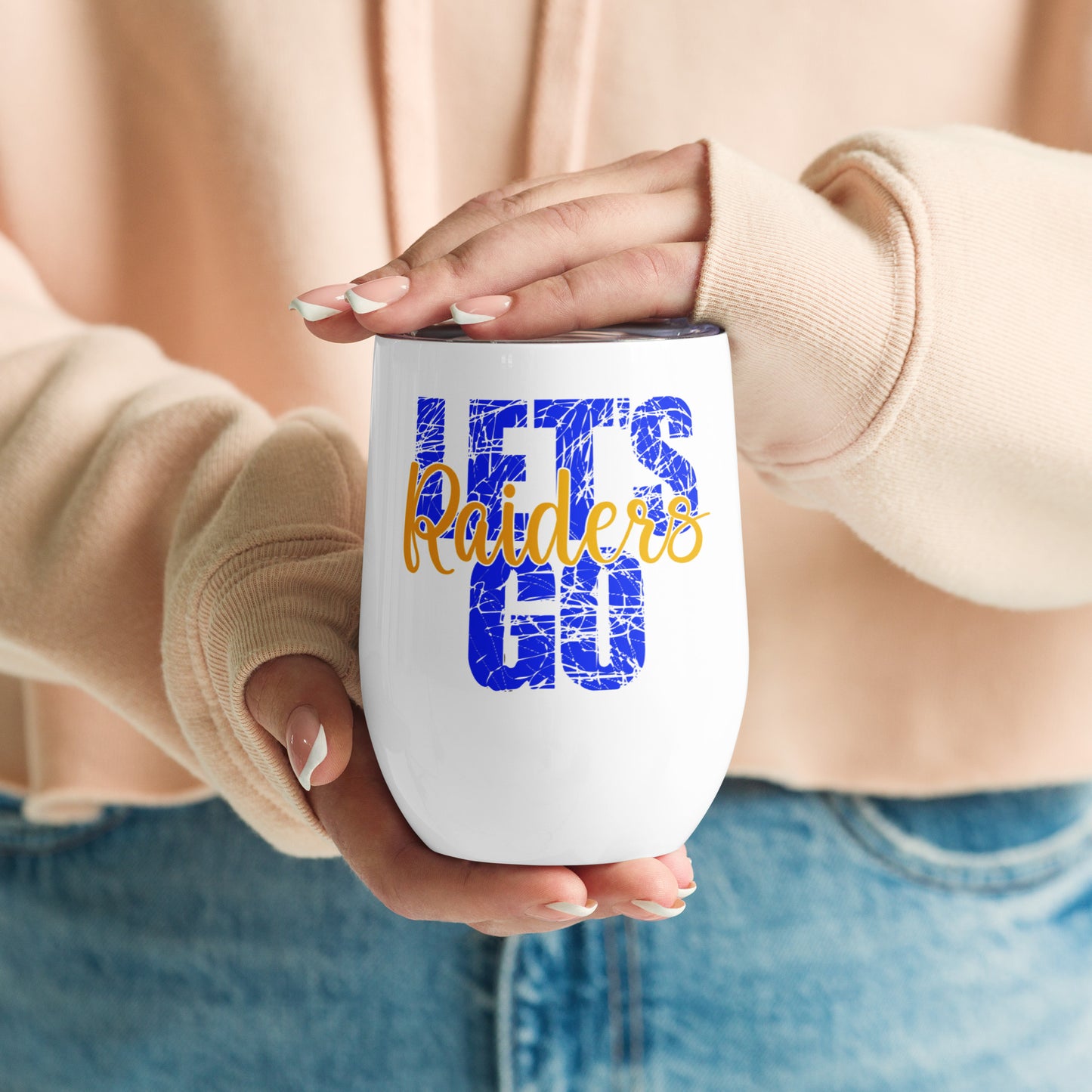 Let's Go Raiders Wine tumbler