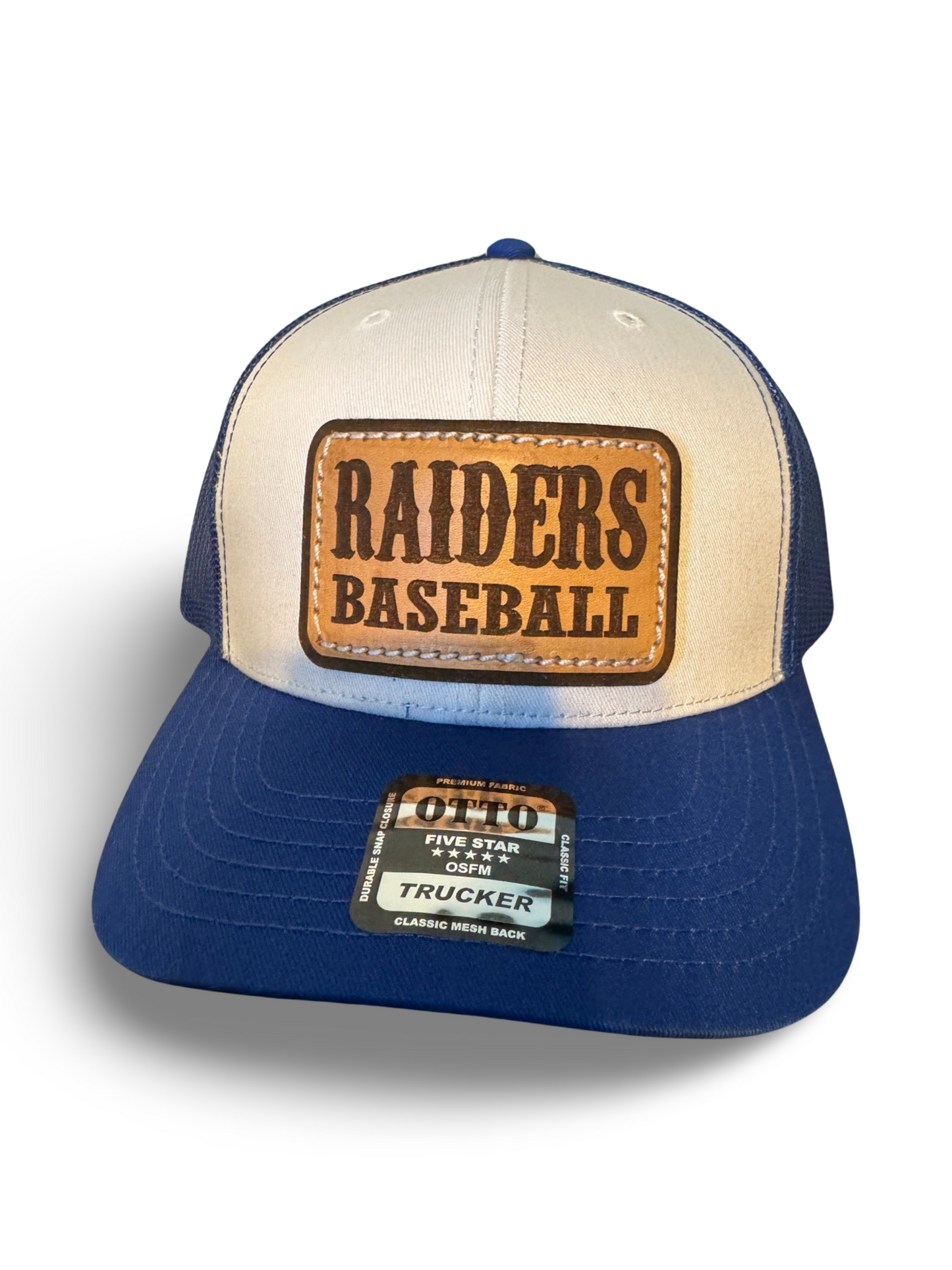 Raiders baseball leather patch hat adjustable