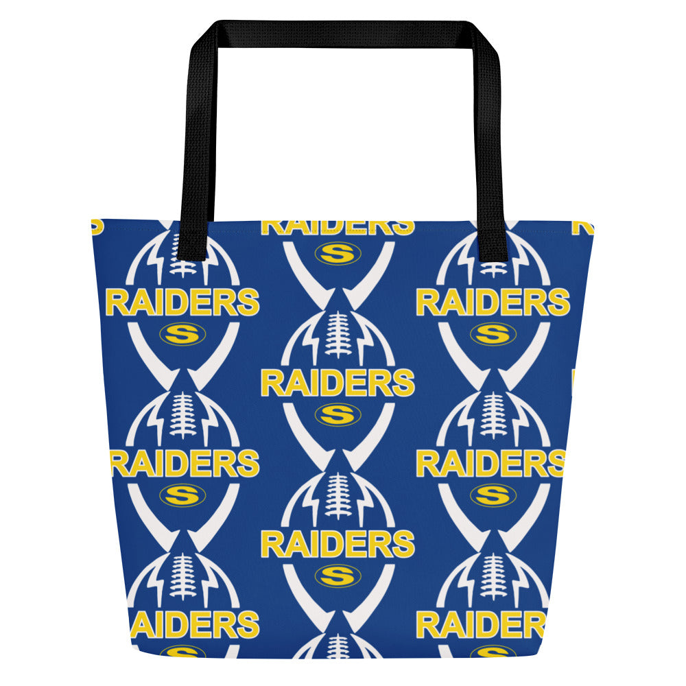 Raiders Football All-Over Print Large Tote Bag with pocket