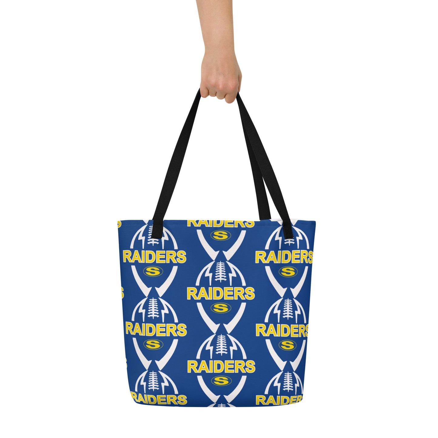 Raiders Football All-Over Print Large Tote Bag with pocket