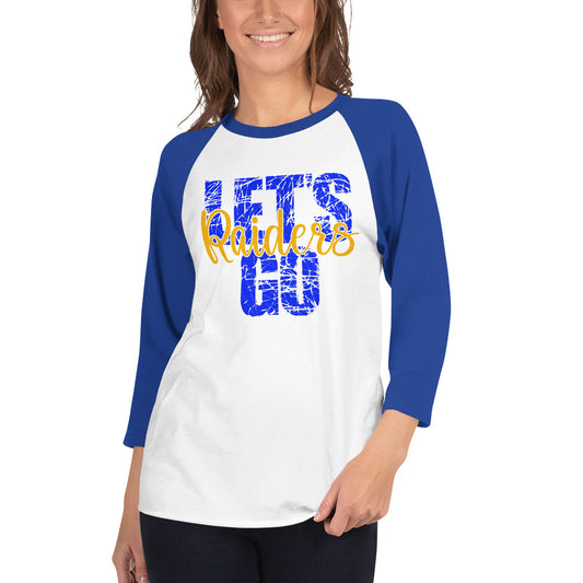 Lets go raiders 3/4 sleeve raglan shirt